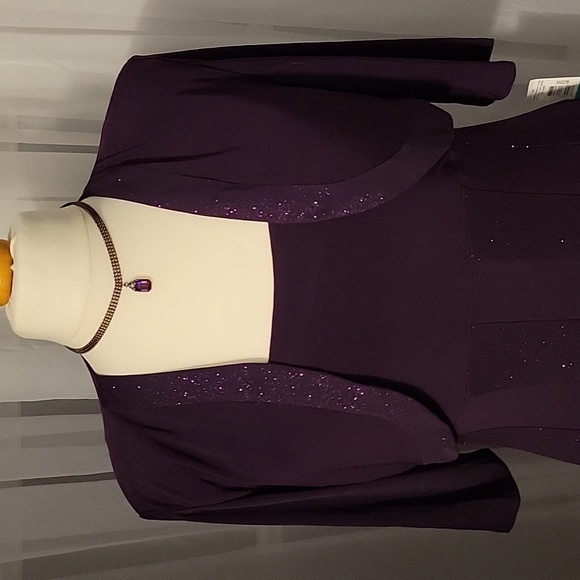 Sparkly Plum Colored R&M Richard's Dress and Bolero Jacket - Picture 2 of 8